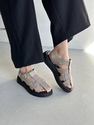 Foto Skórzane sandały damskie w kolorze beżowym 6601-2/36 1
