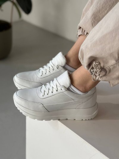 Кросівки жіночі шкіряні білі на білій підошві 36 (23,5 см)