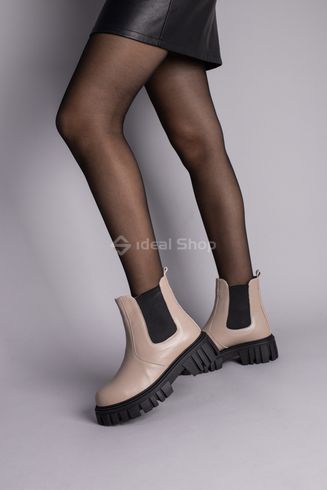Фото Ботинки женские кожаные бежевого цвета с резинкой зимние 5588-1з/35 2