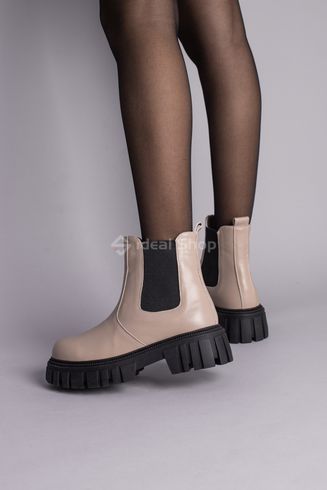 Фото Ботинки женские кожаные бежевого цвета с резинкой зимние 5588-1з/35 4