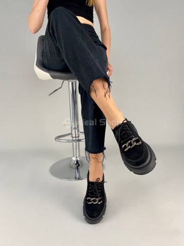Лофери жіночі замшеві чорні на шнурівці 36 (23 см)
