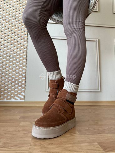 Uggs damskie zamszowe brązowe z zapięciem na rzepy 35 (22.5 cm)