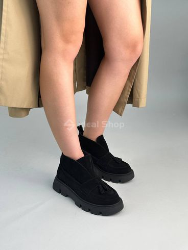 Czarne zamszowe loafersy damskie wielosezonowe 36 (23 cm)