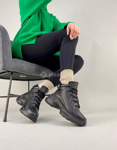 Кросівки жіночі шкіра флотар чорного кольору зимові 36 (23,5 см)