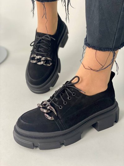 Damskie czarne zamszowe buty sznurowane 36 (23 cm)