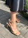 Beżowe skórzane sandały damskie na obcasie 39 (25.5 cm)