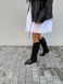 Чоботи козаки жіночі шкіряні чорні на чорній підошві демісезонні 37 (24 см)