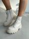 Damskie skórzane beżowe buty zimowe na beżowej podeszwie 35 (23 cm)