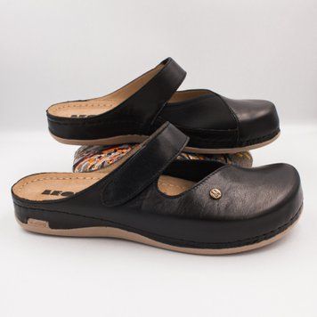Фото Жіночі тапочки сабо шкіряні Leon Ruby, 953, чорні 953-black-40 1