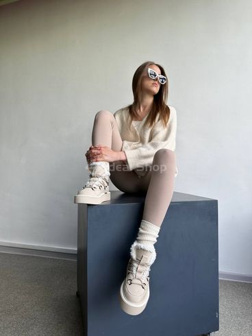 Фото Ботинки женские замшевые песочного цвета зимние 3920з/36 6