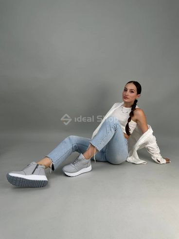 Кросівки жіночі шкіра флотар сірого кольору демісезонні 37 (24 см)