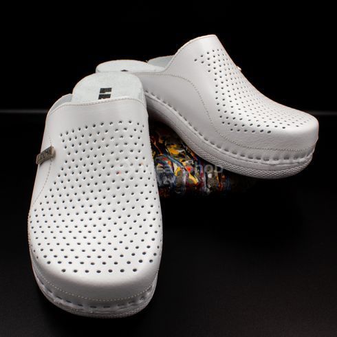 Фото Женские тапочки сабо кожаные Leon Klasik II, PU115, белые PU115-white-41 21