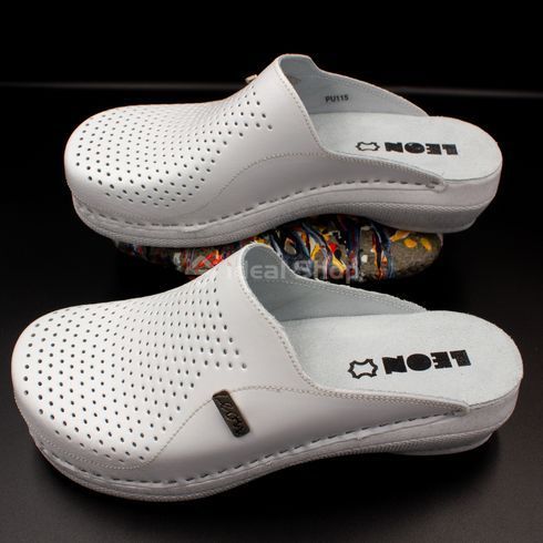 Фото Женские тапочки сабо кожаные Leon Klasik II, PU115, белые PU115-white-41 10