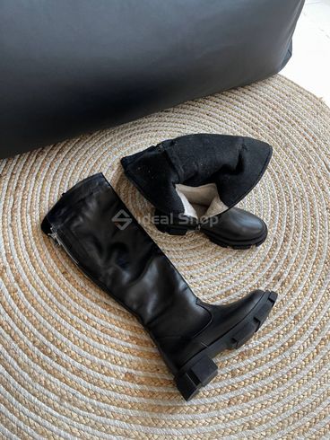 Ботфорти жіночі шкіряні чорні чорні зимові 39 (25-25.5 см)