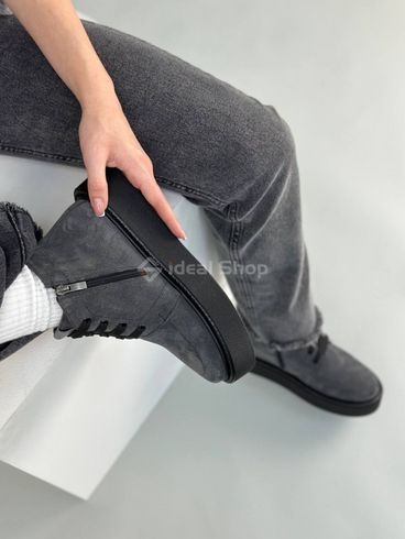 Фото Ботинки женские замшевые серые на черной подошве демисезонные 9908-2д/36 4