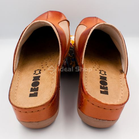 Женские тапочки сабо кожаные Leon Aria I, 912, размер 36, коричневые