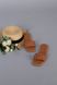 Skórzane klapki damskie w kolorze karmelowym z warkoczem na niskim obcasie 36 (23 cm)