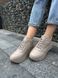 Wielosezonowe skórzane sneakersy damskie w kolorze beżowym 36 (23,5 cm)