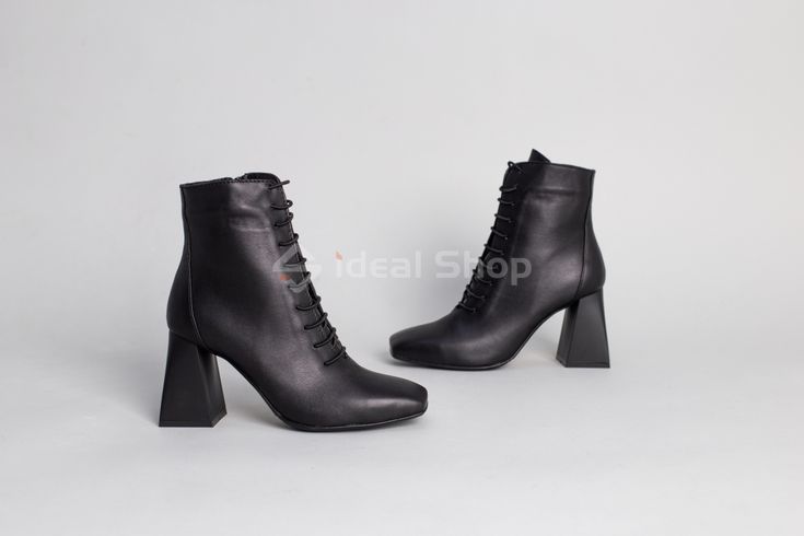 Фото Ботильоны женские кожаные черные на каблуке демисезонные 5595д/40 7