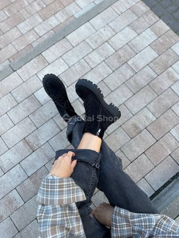 Foto Damskie zamszowe czarne buty zimowe z niską cholewką 5584-6з/35 7
