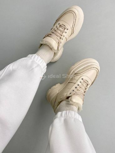 Sneakersy damskie skórzane beżowe zimowe 41 (26.5 cm)