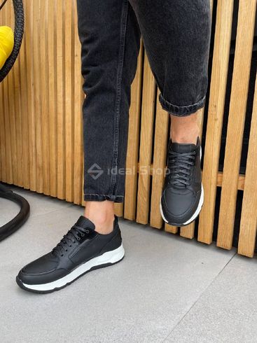 Кросівки чоловічі шкіряні чорні чорні матові 42 (28 см)