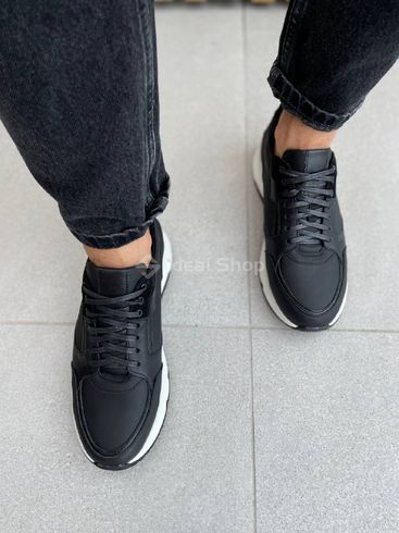 Кросівки чоловічі шкіряні чорні чорні матові 42 (28 см)