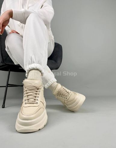 Sneakersy damskie skórzane beżowe zimowe 41 (26.5 cm)