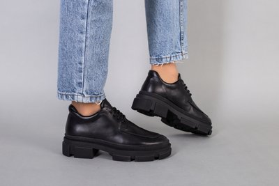 Skórzane buty damskie czarne ze sznurówkami 39 (25.5 cm)