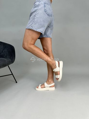 Foto Skórzane sandały damskie w kolorze mlecznym na mlecznej podeszwie 6716-3/36 9