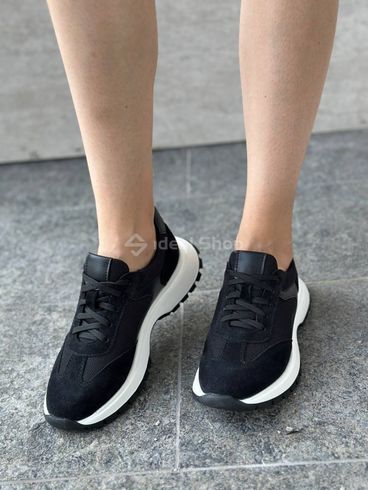 Кросівки жіночі замшеві чорні зі вставками шкіри та сітки 37 (24 см)