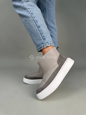 Szare damskie buty przeciwdeszczowe uggs z zamszowymi wstawkami 36 (23,5 cm)