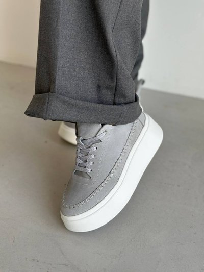 Sneakersy damskie zamszowe szare na białej podeszwie 36 (23,5 cm)
