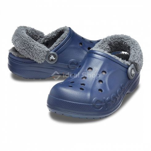 Крокси Baya Lined Fuzz Strap Navy/Grey, розмір 36