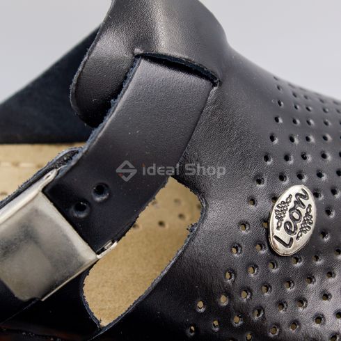 Жіночі тапочки сабо шкіряні Leon Leona 950, розмір 37, чорні