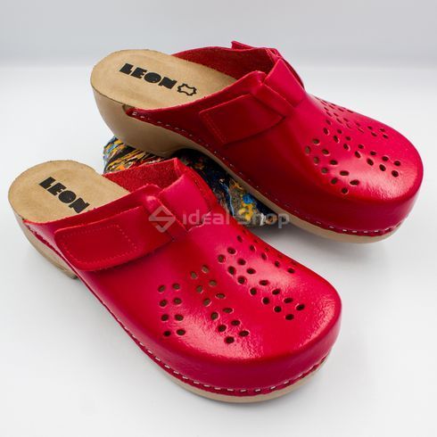 Фото Жіночі сабо шкіряні Leon PU161, червоні PU161-red-40 4