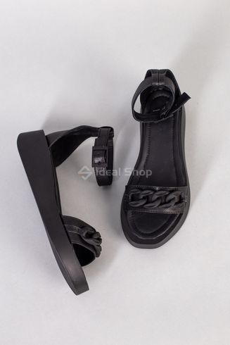 Фото Босоножки женские кожаные черные с цепочкой закрытая пятка 5575-1/40 11
