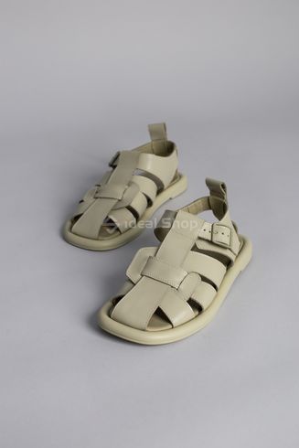 Foto Damskie skórzane sandały w kolorze khaki 5904-1/36 8