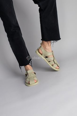 Foto Damskie skórzane sandały w kolorze khaki 5904-1/36 3