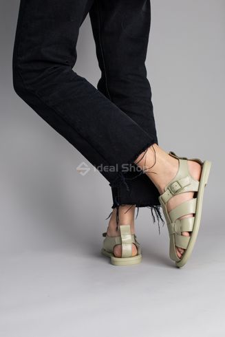 Foto Damskie skórzane sandały w kolorze khaki 5904-1/36 4