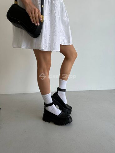Туфлі жіночі шкіряні чорні на масивній підошві 35 (23,5 см)