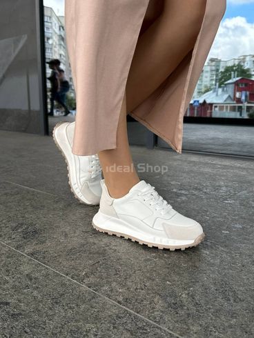 Кросівки жіночі шкіряні білі зі вставками сірої замші 36 (23 см)