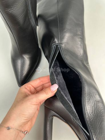 Фото Сапоги женские кожаные черного цвета на каблуках демисезонные 2704-1д/35 14