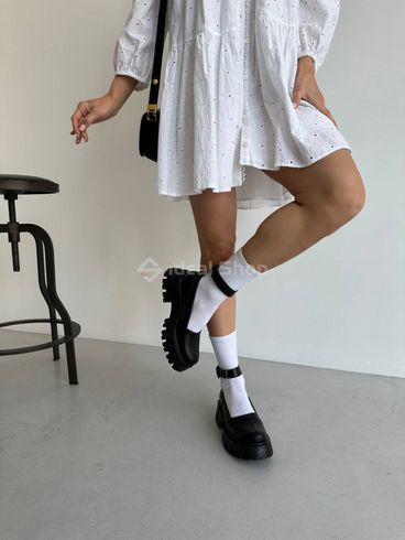 Туфлі жіночі шкіряні чорні на масивній підошві 35 (23,5 см)