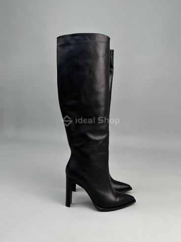 Фото Сапоги женские кожаные черного цвета на каблуках демисезонные 2704-1д/35 11