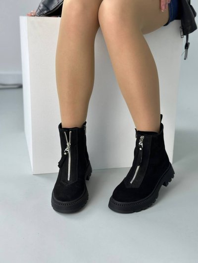 Фото Ботинки женские замшевые черные зимние 6502-1з/36 1