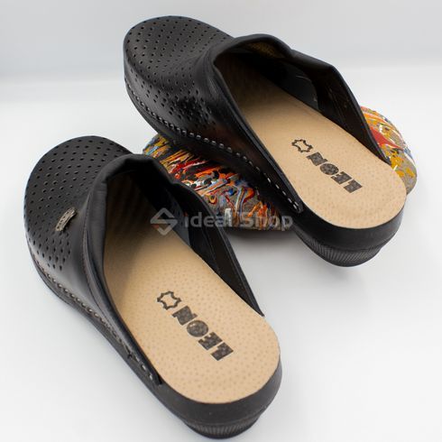 Фото Женские тапочки сабо кожаные Leon Klasik I, PU100, черные PU100-black-37 12