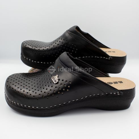 Фото Женские тапочки сабо кожаные Leon Klasik I, PU100, черные PU100-black-37 9