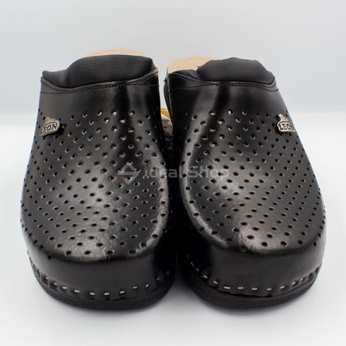 Фото Женские тапочки сабо кожаные Leon Klasik I, PU100, черные PU100-black-37 5