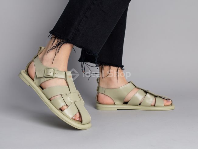 Foto Damskie skórzane sandały w kolorze khaki 5904-1/36 1